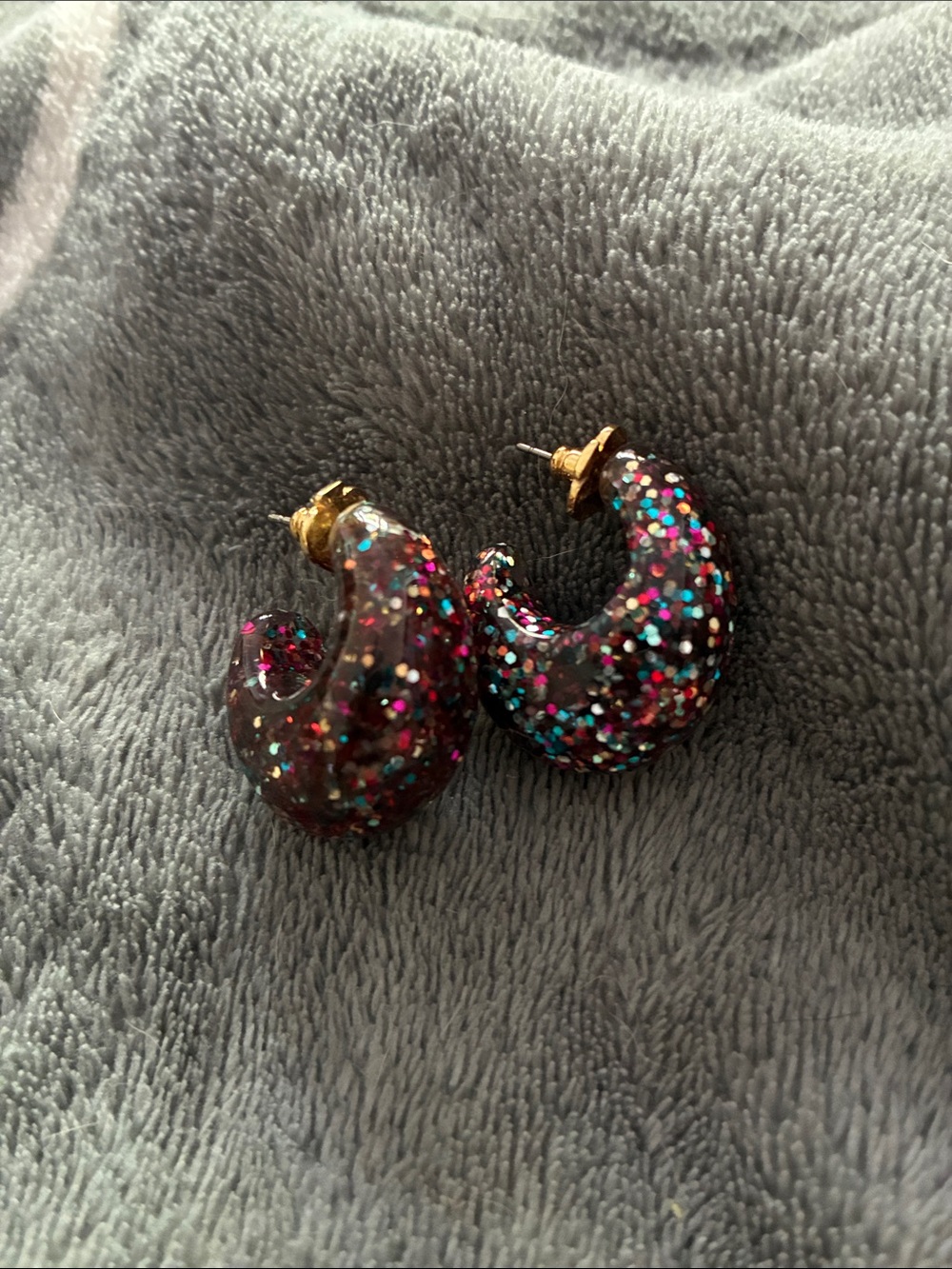kate spade Gold-Post Hoop Earrings with Pink, Blue & Silver Glitter